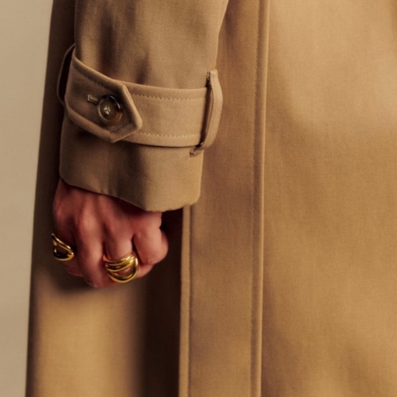 Sezane Scott Trench Coat Camel Belted Size 2 - Picture 9 of 9